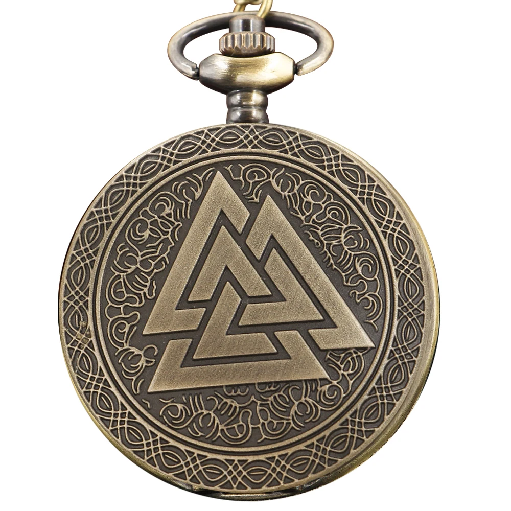 برونزية غامضة مثلث موضوع كوارتز ساعة الجيب موضة وقت صغير جوهرة قلادة ساعة الرجال والنساء هدية اكسسوارات قلادة #1