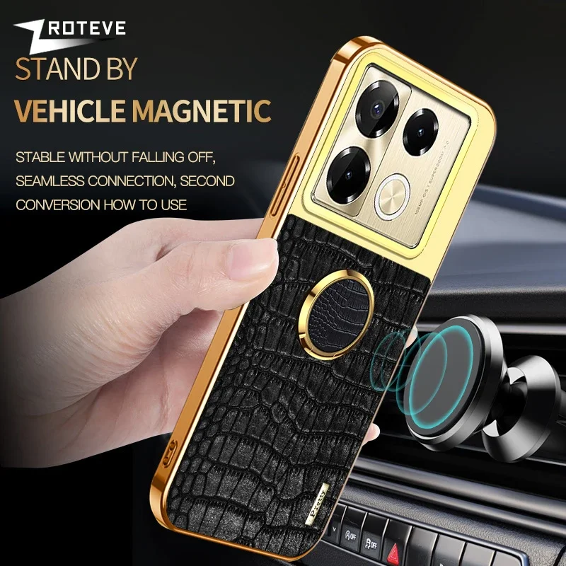 For Infinix Note40 Pro+ Case Zroteve Crocodile Leather Ring Holder Soft Cover For Infinix Note 40Pro 40 Pro Plus 5G Phone Cases