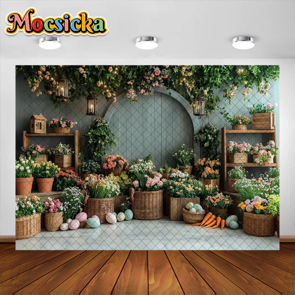 Mocsicka фон для фотосъемки весенняя пасхальная корзина для яиц цветы украшения фон детский торт Smash портретная студия реквизит баннер