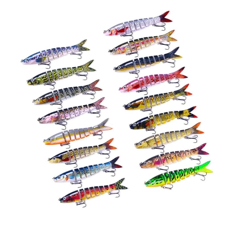 Fishing Fish Lures Treble Hook Saltwater and Freshwater Swimming Lures Fishhooks Slow Sinking Multiple Jointed Swimbaits 15PCS