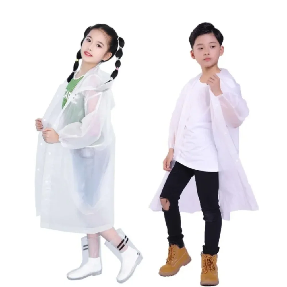 Solid Color Kids Raincoat Outdoor Waterproof Children Rain Poncho EVA Hoodie Rainwear Student Rain Coat Folding Kids Rain Coat