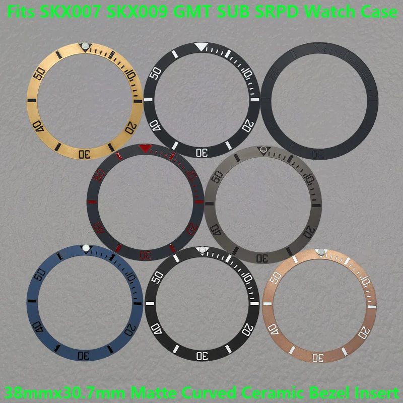 NH35 Watch Case Ring Matte Ceramic 38mm x 30.7mm Curved Bezel Insert Parts Fits 40mm GMT SUB SKX007 SKX009 Men Watch Accessories