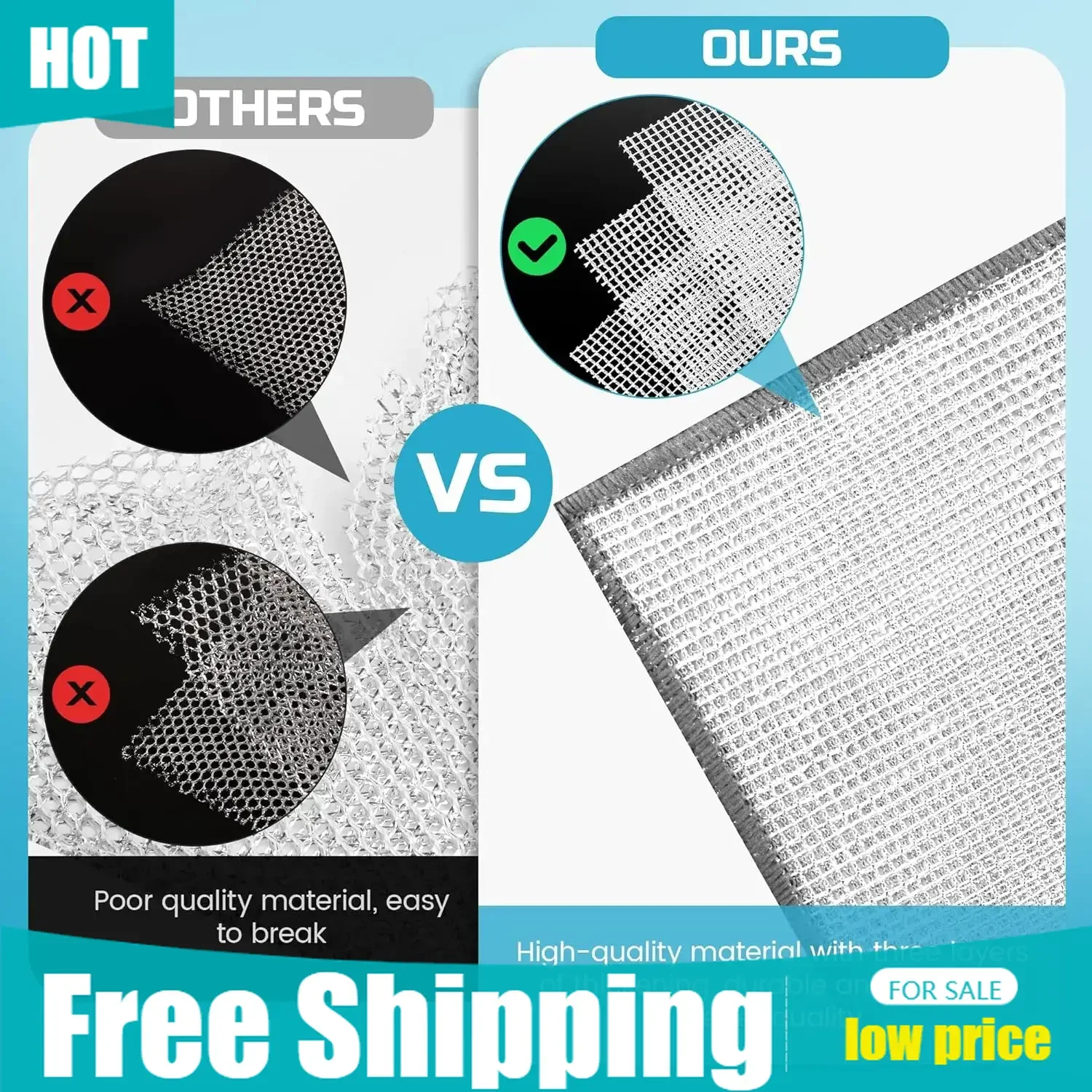 12 Pcs New Upgrade 3-Layer Metal Dish Cloth, No Scratches and No Odor, Multipurpose Wire Dishwashing Rag for Wet and Dry, Kitche