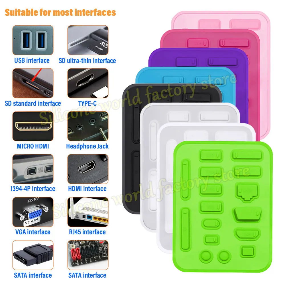 SW 16 stks/set Siliconen Stof Plug Notebook Computer Poort Stof Stekkers Laptop Stofkappen Stoppers Usb-poort HDMI RJ45 Interface cover