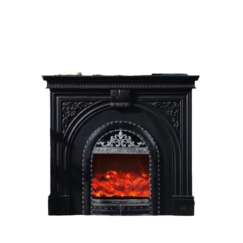Fireplace decorative cabinet entrance retro engraved European style homestay villa living room American style