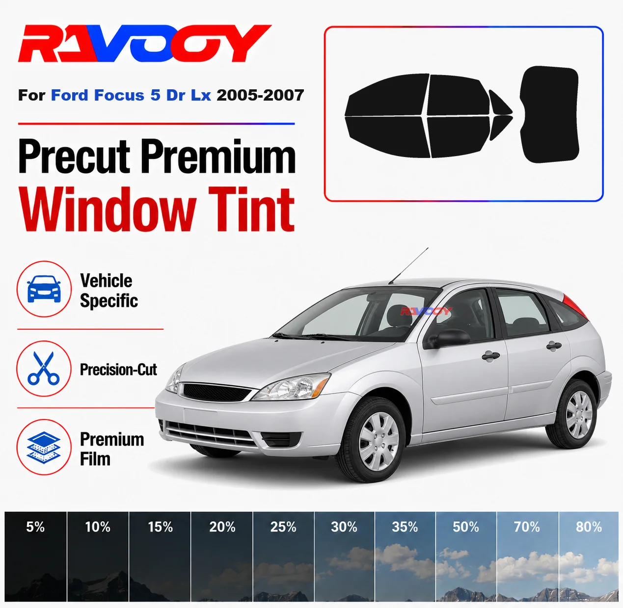 premium-precut-window-tint-kit-front-rear-windows-rear-windshield-for-ford-focus-5dr-lx-2005-2007-complete-set-nano-ceramic-film
