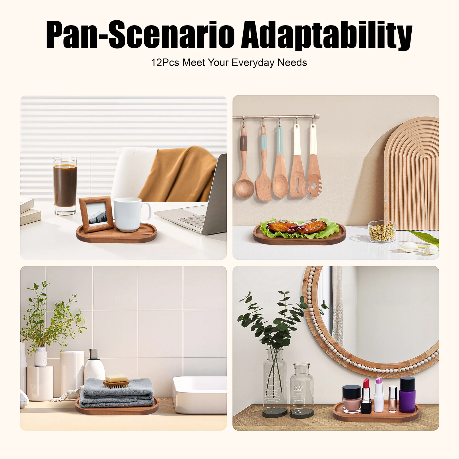 12 قطعة من صواني تقديم الخشب من BulkHarbor، أطباق خشبية طبيعية، ألواح Charcuterie، أطباق خشبية بيضاوية، صفقة للأغذية والجبن والخبز #4