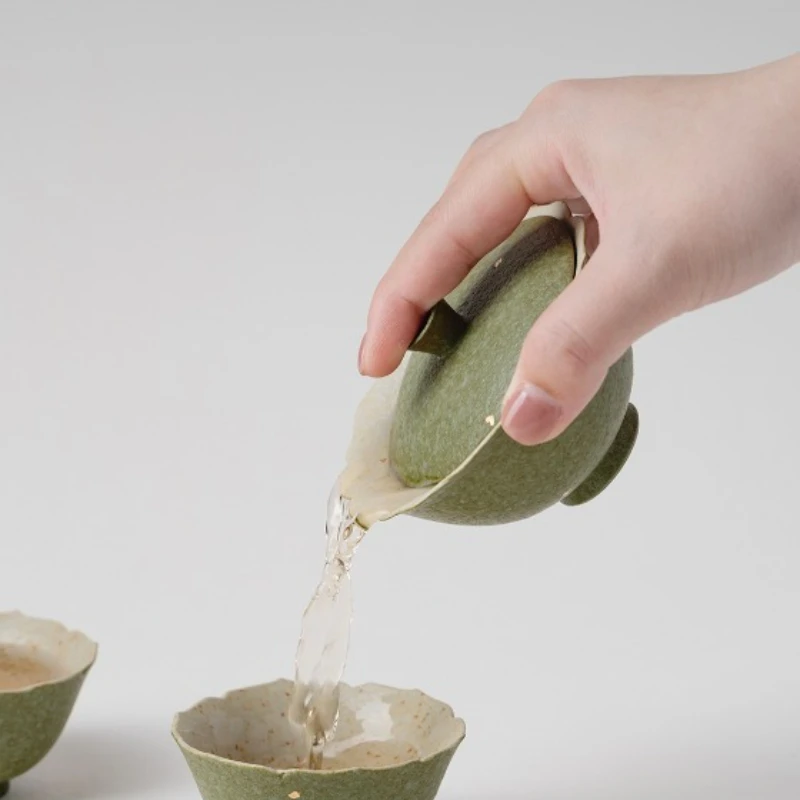 

Ceramic Gaiwan Set Traditional Chinese Green Color Single Covered Tea Cup Heat Resistant for Tea Ceremony Beginner Friendly