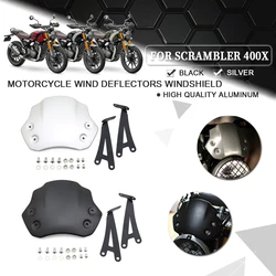 For Scrambler 400X Scrambler400X 2024 Motorcycle Windshield  Aluminum Wind Deflector Viser Cockpit Fairing Headlight Windscreen
