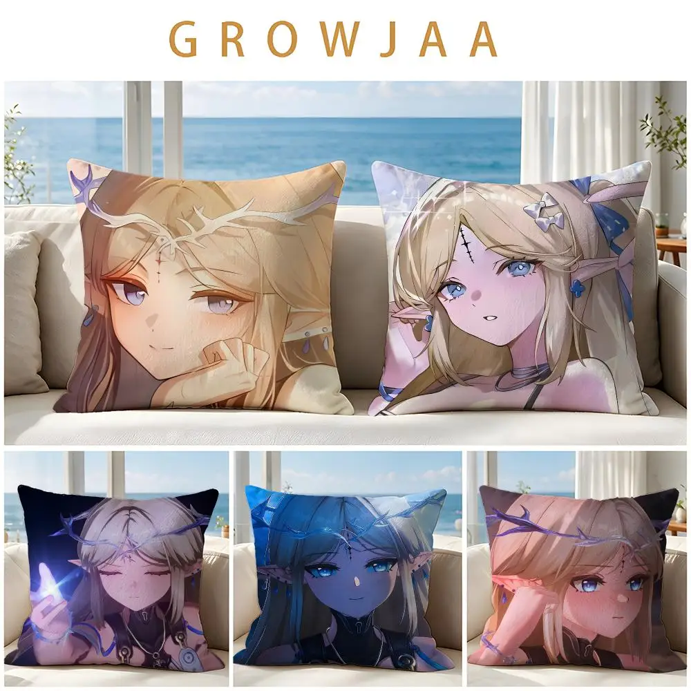 Game Cartethyia Wuthering Waves Cushion Cover Throw Pillow Short Plush Fresh Natural Cushion for Living Room Sofa Ornament