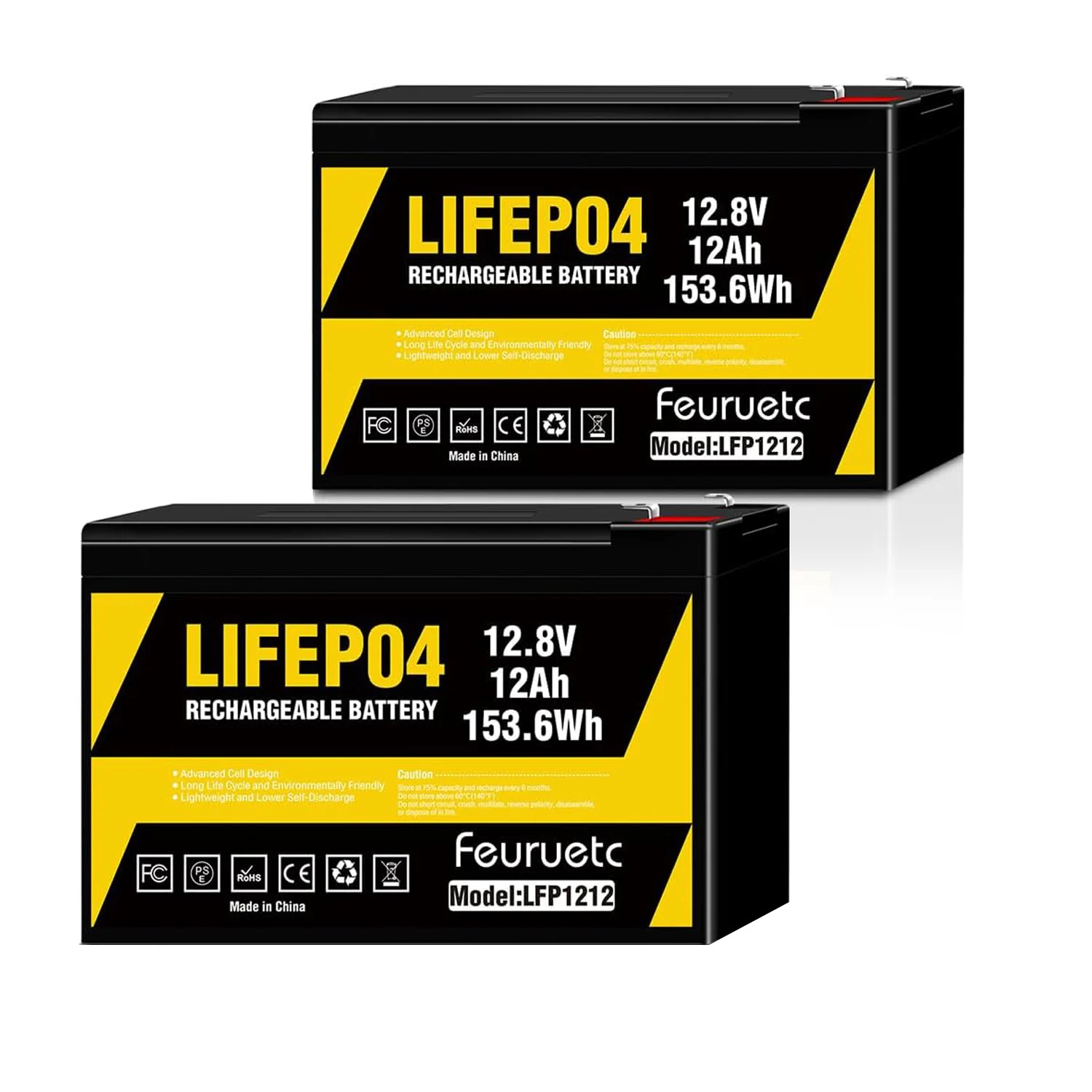 12V 12Ah LiFePO4 Lithium Battery, 2PCS,3000+ Cycles Rechargeable Lithium Battery，Built-in BMS,  Perfect for Ride Toys, Small UPS