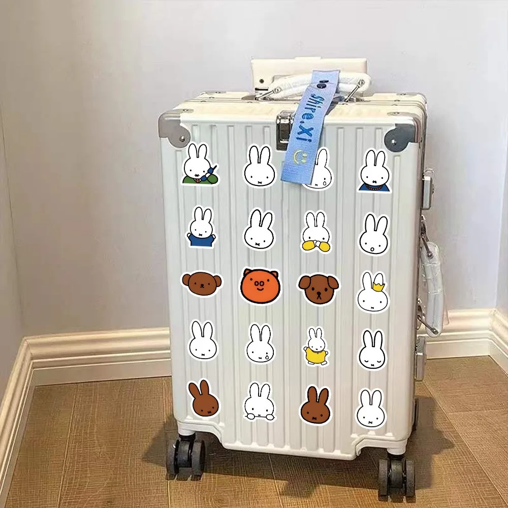 63 pçs bonito miffy adesivos dos desenhos animados kawaii coelho decoração adesivos à prova dwaterproof água caso de telefone ipad notebook bagagem adesivos brinquedos