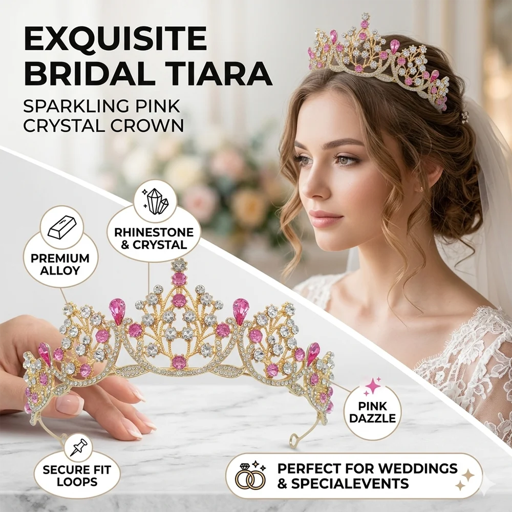 

Luxury Elegant Crystal Crown Hair Accessories Wedding Bridal Tiara Rhinestone Headband Princess Crown Headpiece Party Prom