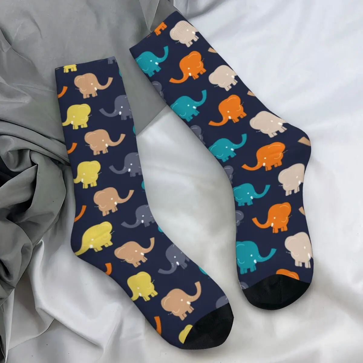 Cartoon Elephant Stockings Female Animal Print Socks Quality Retro Socks Autumn Skateboard Anti-Slip Design Socks Birthday Gift