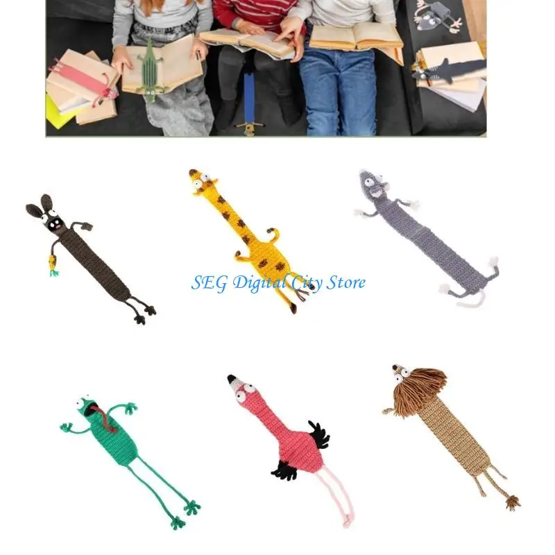 

U75B Handmade Knitted Bookmarks Book Page Holder Crochet Animal Bookmarks for Kids