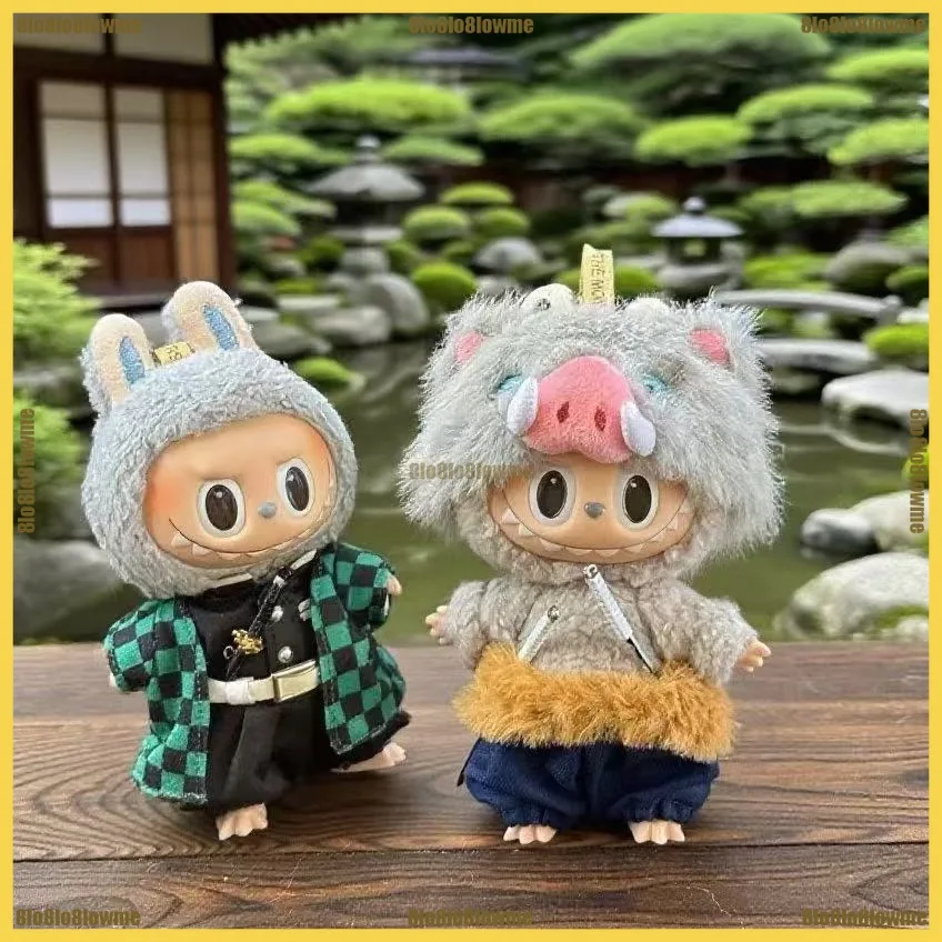 

New Tanjirou Labubu Clothes Cartoon Inosuke Zenitsu Shinobu 3-piece Set Mini Plush Doll Clothing Accessories Gift