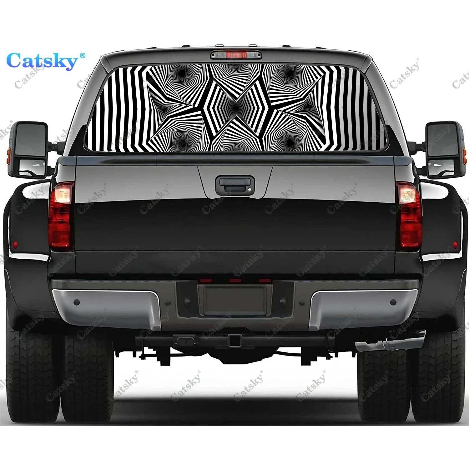 

Artistic Illusion Rear Window Decals for Trucks,Pickup Window Decal,Rear Window Tint Graphic Perforated Vinyl Truck Stickers