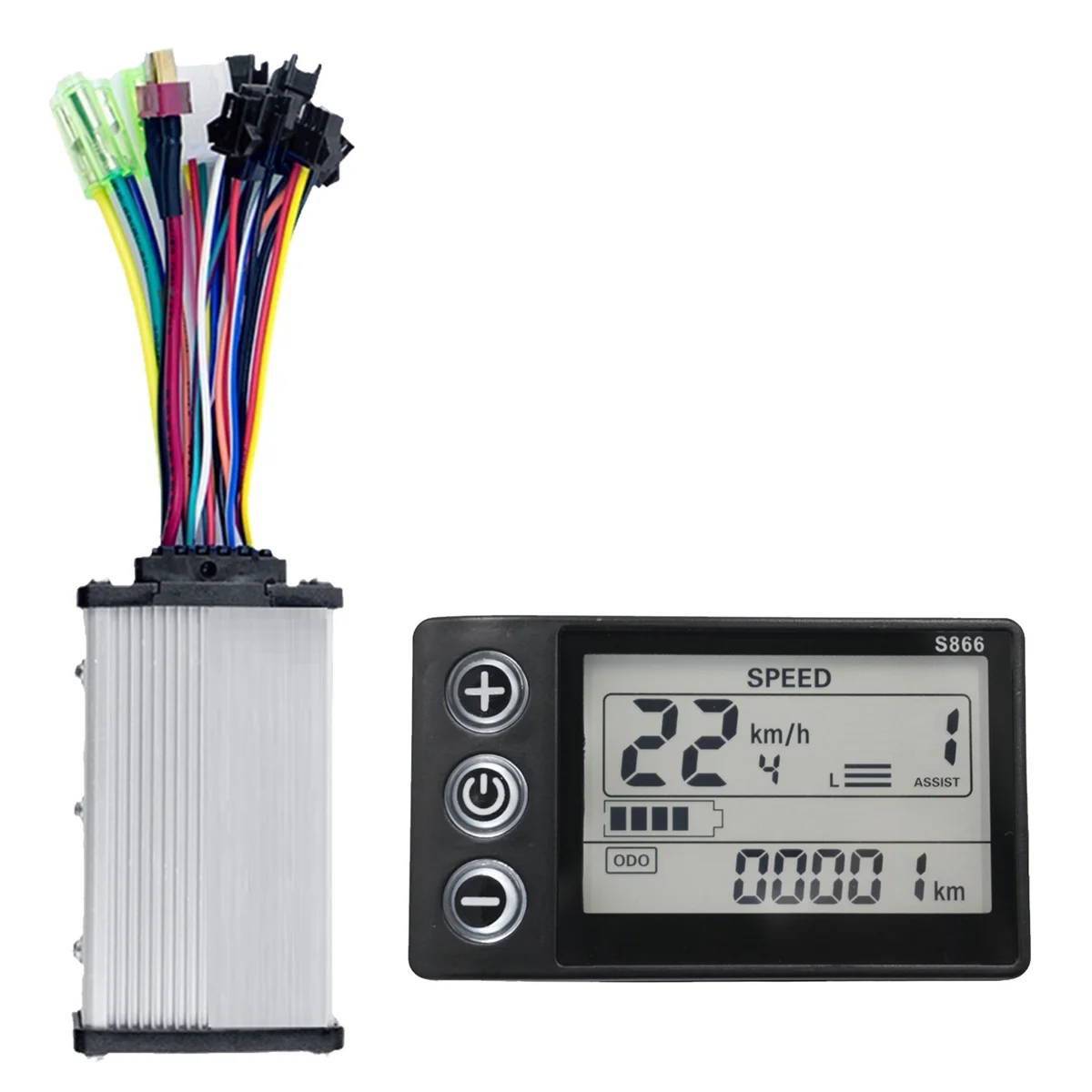 S866 Controller Panel Dashboard+36V 350W Sine Wave Controller Electric Bike LCD Display for E-Bike Scooter(6PIN)