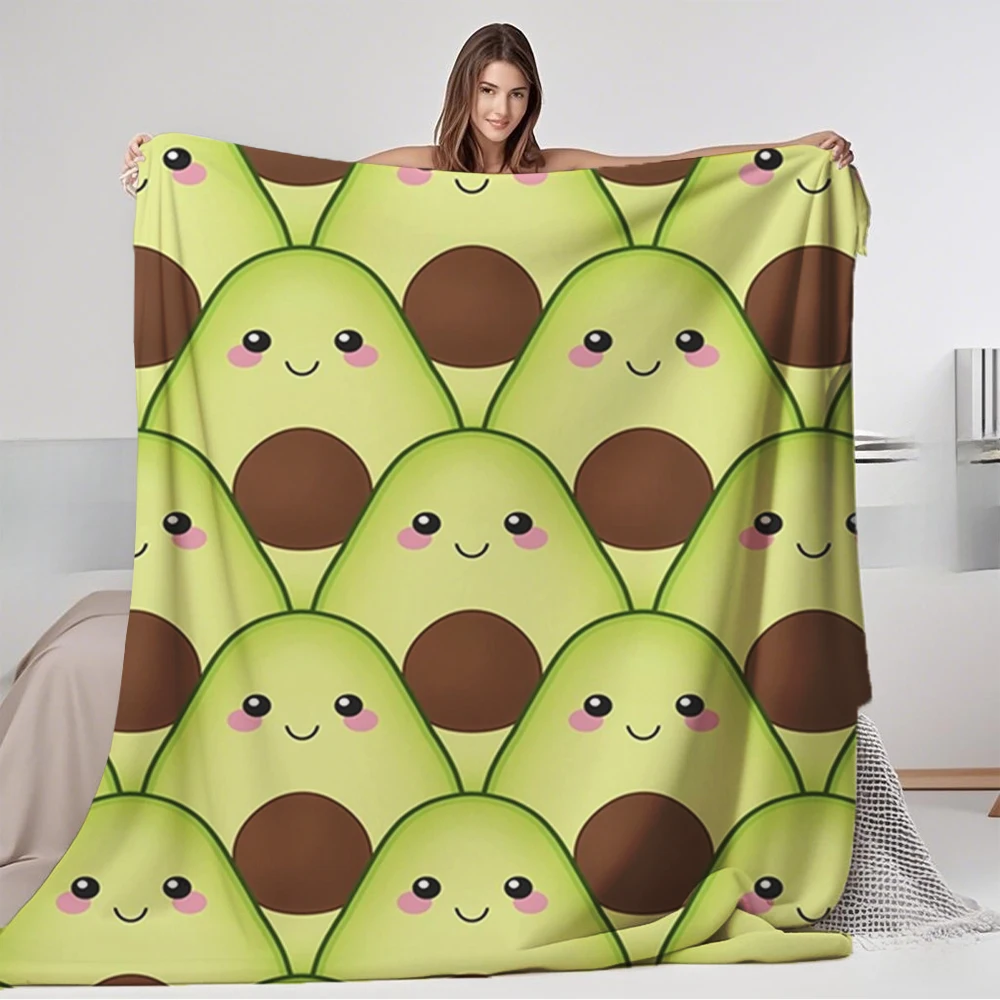 

Quality Flannel Soft Blanket Cute Avocados Tile Bohemian Bed Scarf Thermal Blanket Eco-friendly Fade-resistant Blankets