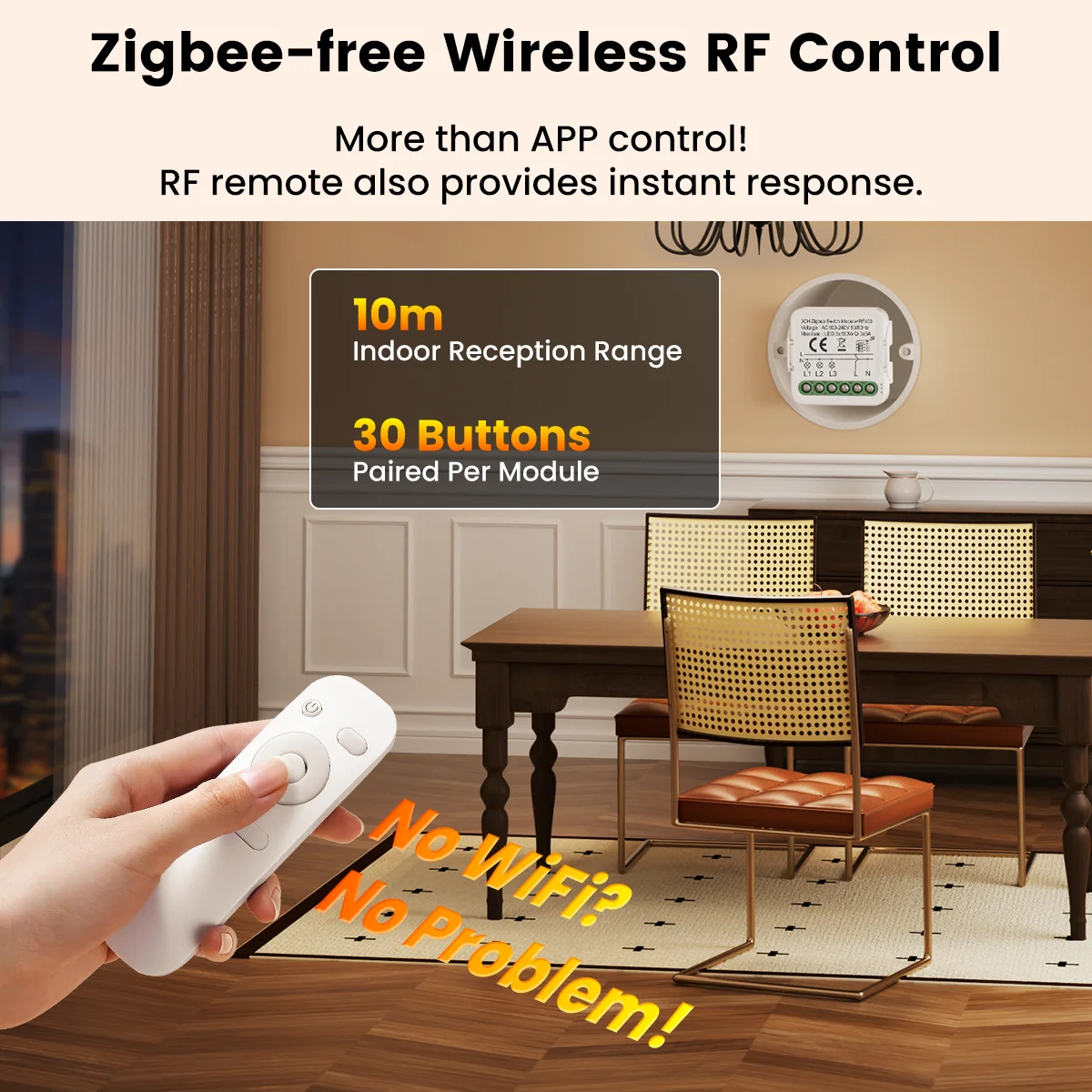 GIRIER Tuya ZigBee Switch Module Smart RF433 DIY Breaker Relay Neutral Wire Required Support 2-way Control Work Alexa Hey Google