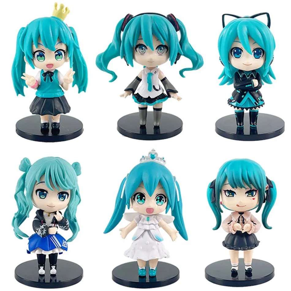 Set di vendita caldo Anime nuovo hatsune miku figura mini ornamenti di personaggi kawai hatsune decorazione della tavola per la casa giocattolo per adulti regalo per bambini