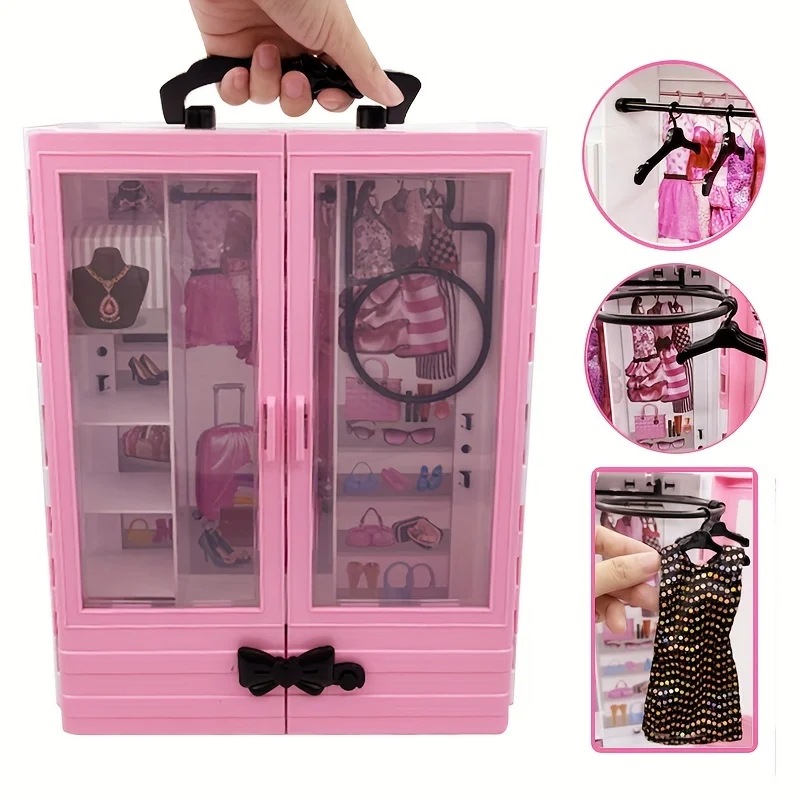 Doll Accessories Wardrobe Fashionistas Closet Portable Fashion Toy Fold-out Clothing Rack, Collecting Doll Clothes Accessories