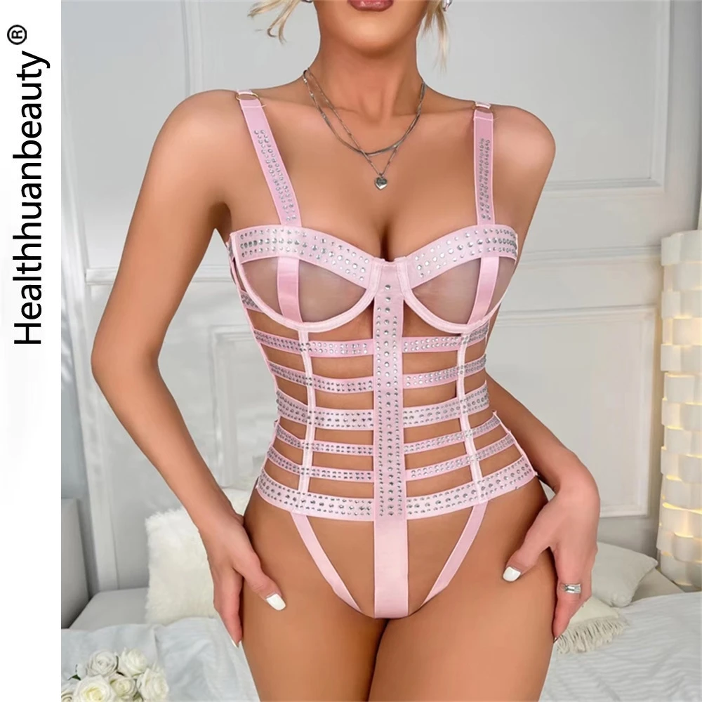 

HB1004 Siamese womens sexy underwear one piece sexy lingerie light pink bodysuit lingerie women