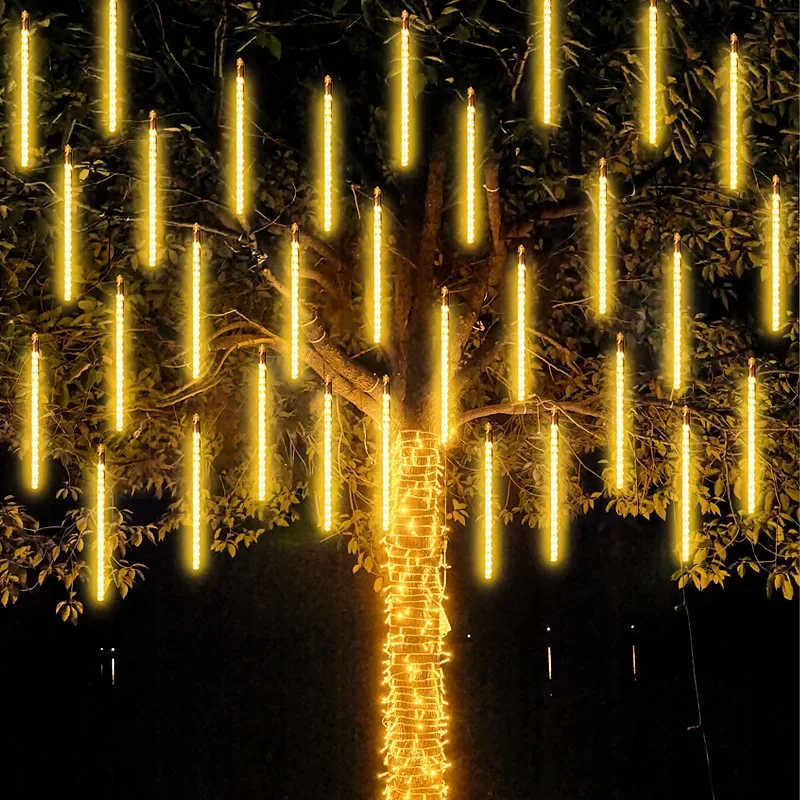 Cadena de luces LED de lluvia de meteoritos, guirnalda de hadas, decoraciones navideñas para el hogar, boda al aire libre, decoración de Año Nuevo