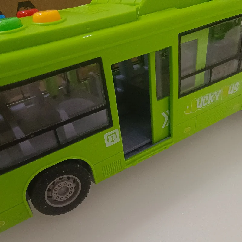 고품질 시뮬레이션 버스 대형 낙하 방지 빛 음악 관성 버스 모델 풀 백 자동차 교육 장난감 선물