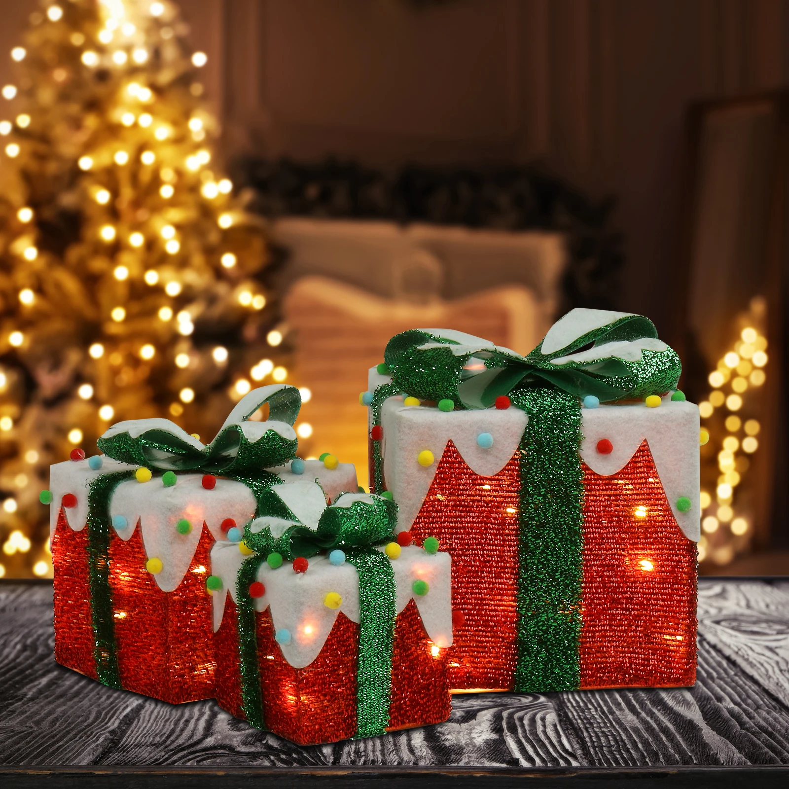 3pcs 60 Lights Iceberg Effect Colorful Small Cotton Balls Battery Type (Not Included) Garden Gift Box Decoration