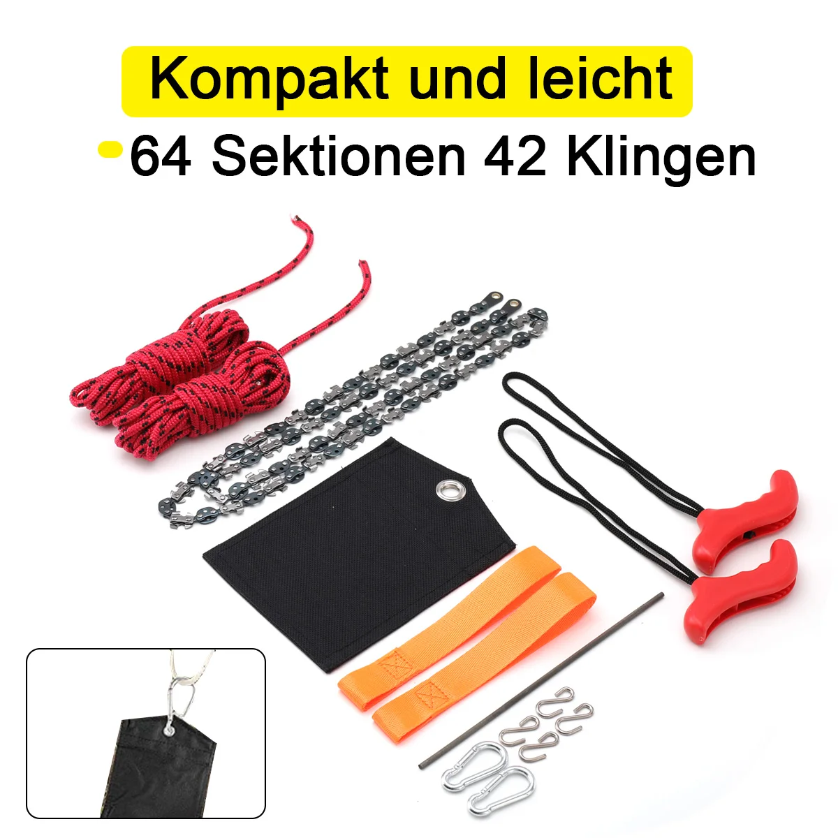 Tragbare Zugsäge 48 Zoll Handgeführte Drahtsäge Outdoor Survival Handkettensäge Multifunktions-Taschenkettensäge – Detail 11