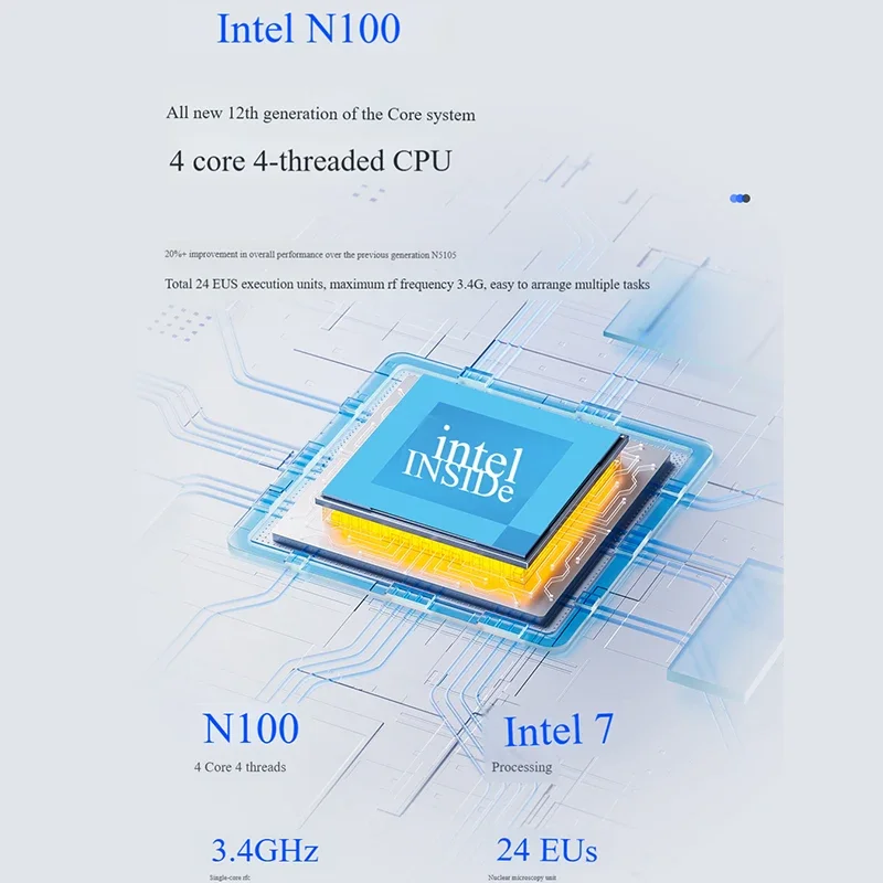 Intel N100 computer personal storage server NAS Mini PC  Intel N100 M.2 NVMe SSD 2x HDD 2.5 3.5 Inch RAID WiFi6  Windows11 Linux