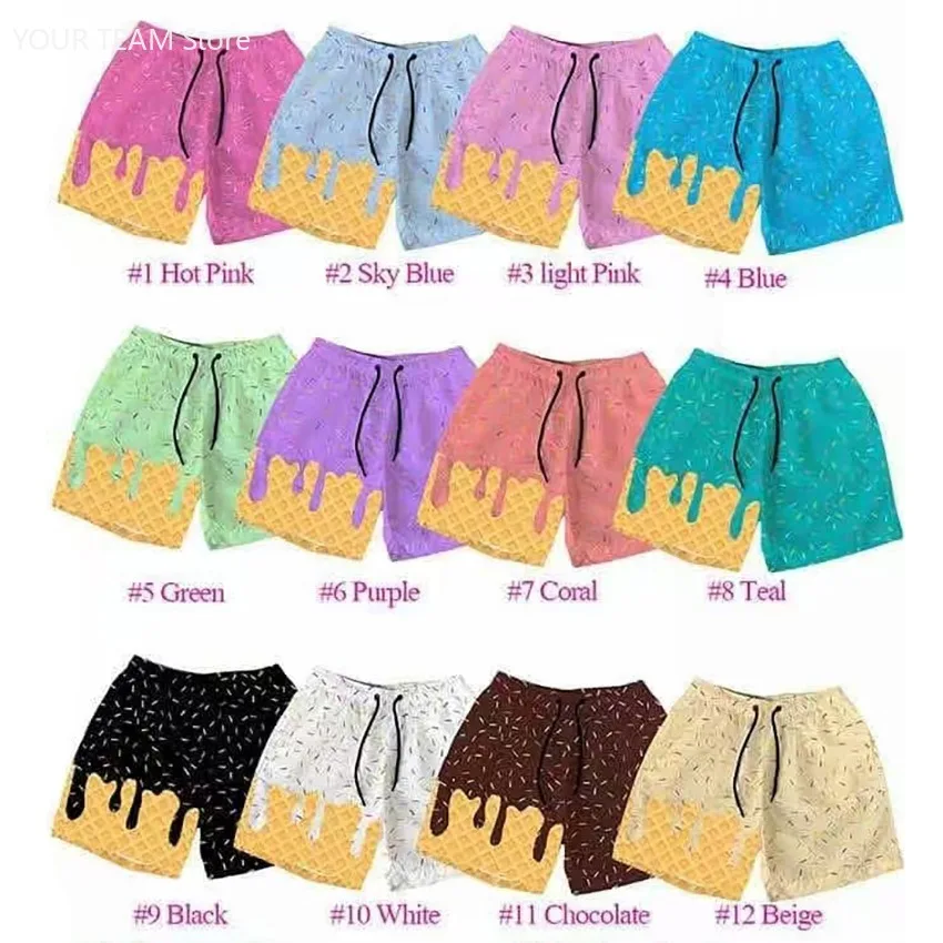 

Fun Ice Cream Sprinkle & Waffle Print Shorts - Youth Kids Adult White Ice Cream Shorts Summer Match Casual/Beach Wear Shorts