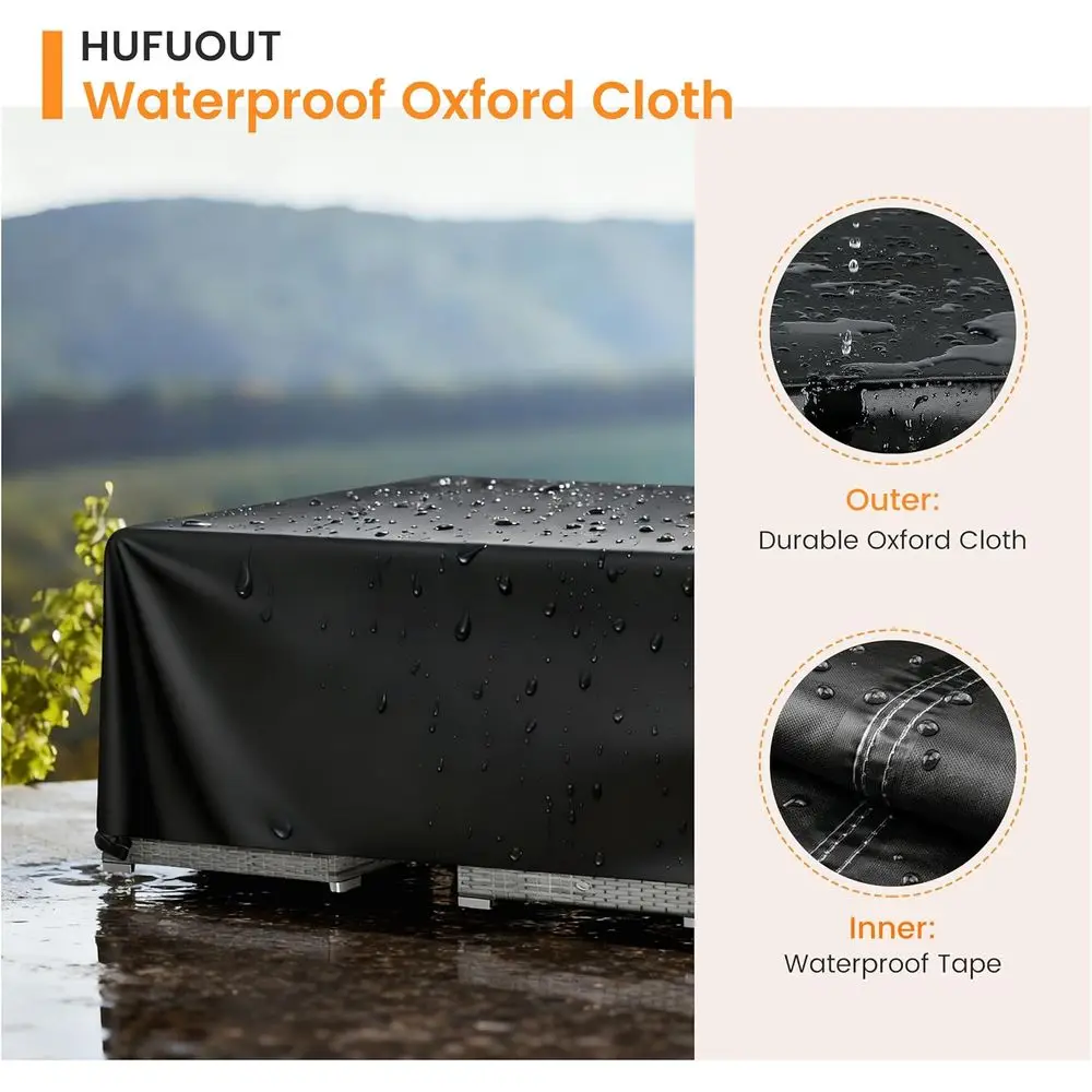 Patio Furniture Covers, Outdoor Furniture Cover Waterproof, General Use, Outside Table and Chair Covers, Heavy Duty 420D (Black, view 3