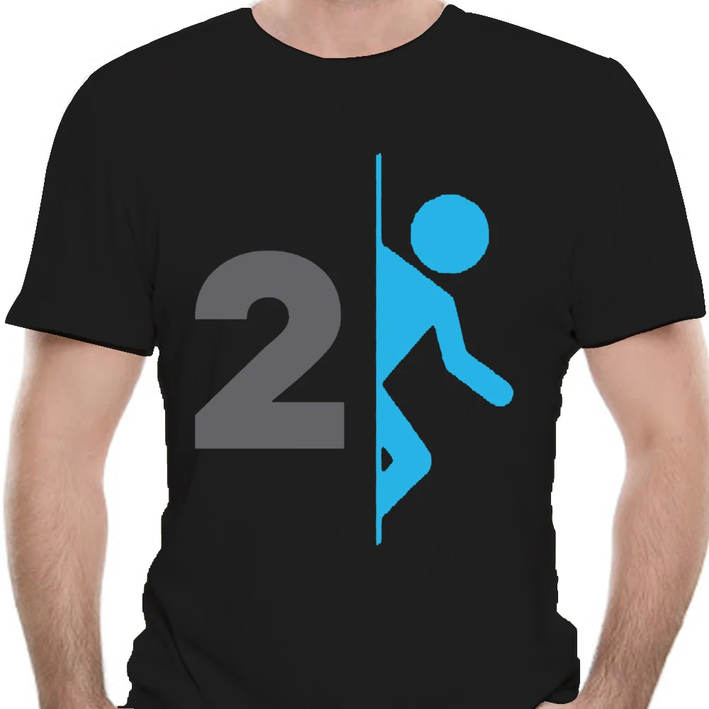 Camiseta con Logo de juego de laboratorio Portal 2 para hombre, camisa de moda, camiseta de marca de algodón