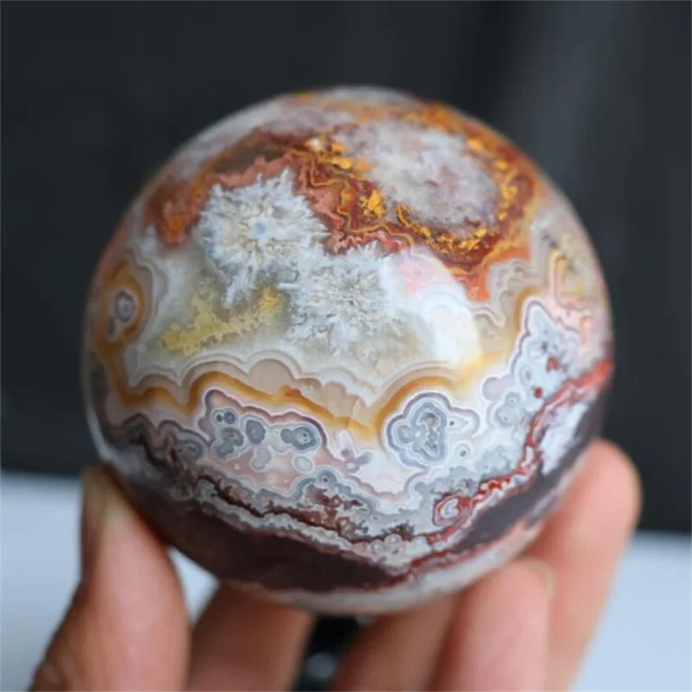 

Natural Mexican agate crystal quartz sphere, energy gemstone, healing with spiritual energy, hand-carved and polished, demagneti