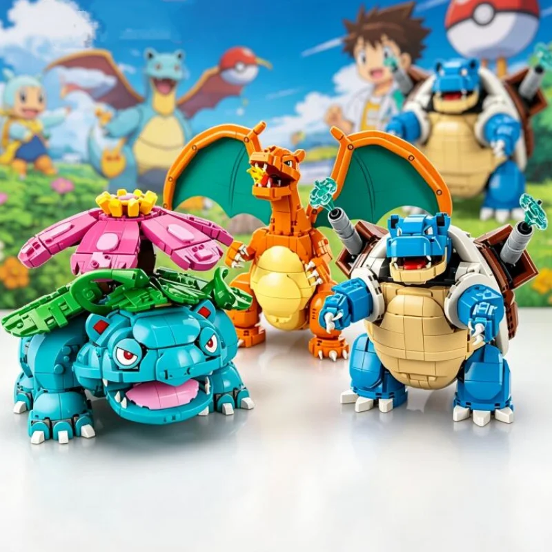2026 6838pcs New Game Venusaur Charizard Magical Elf Pet Pocket Blastoise Building Blocks Model Toys For Birthday Festival Gifts image 3
