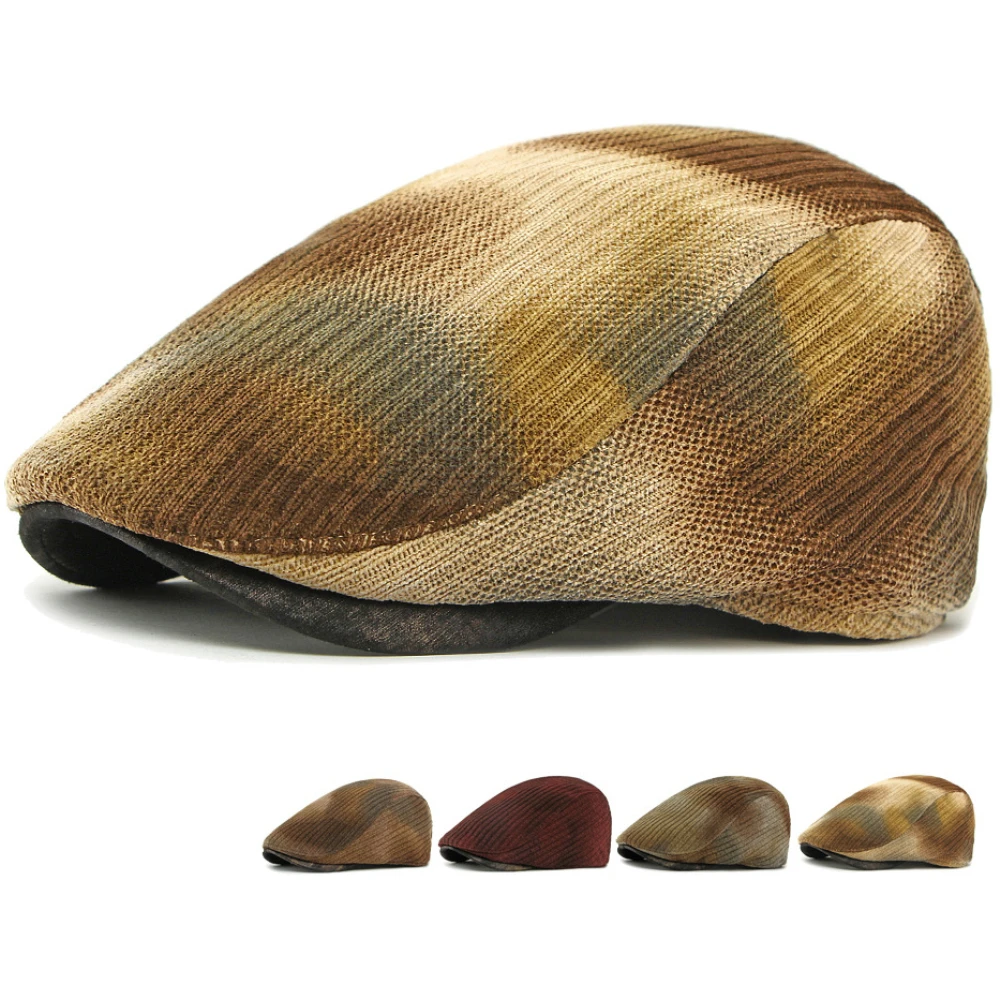 

HT4866 Beret Cap Men Women Autumn Winter Knitted Hat Vintage Artist Painter Beret Hat Male Female Adjustable Ivy Flat Cap Berets