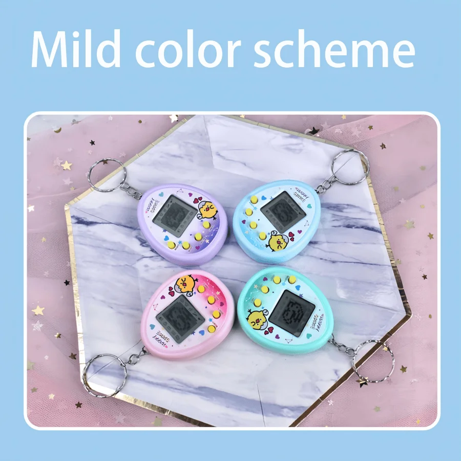1pc Mini School Virtual Electronic Pet Game Machine Keychain (color random)