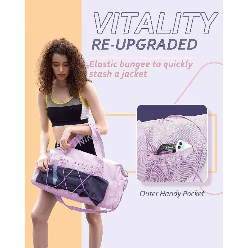 Sports Travel Fitness Bag with Shoe Compartment and Wet Pocket Weekend Duffel Bag Waterproof Sports Fitness Tote Bag