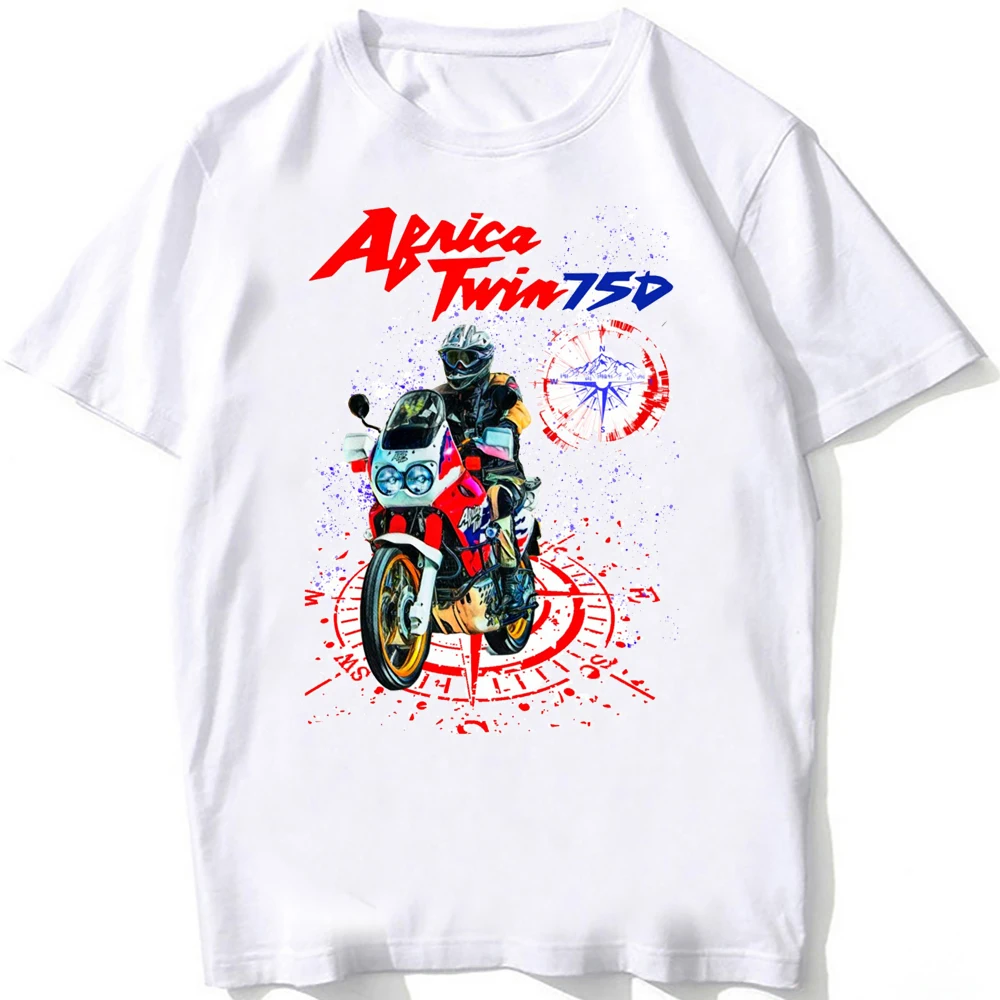 Africa Twin 750 XRV Adventure Mountains Style Classic Motorcycle Riding T-Shirt Men Short Sleeve Hip Hop Motor Sport Boy Tees