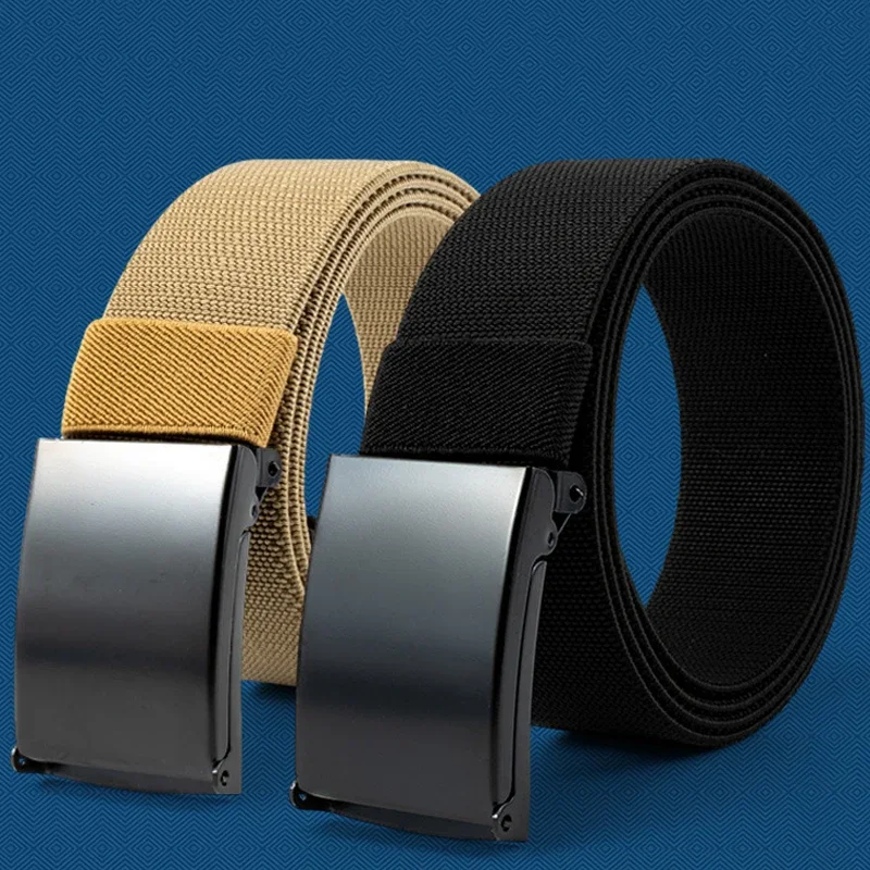 

Smooth Buckle Nylon Belt Fashion Casual Business Elastic Outdoor Sports Jeans Girdle Tactical Hunting Men's Canvas Waistband