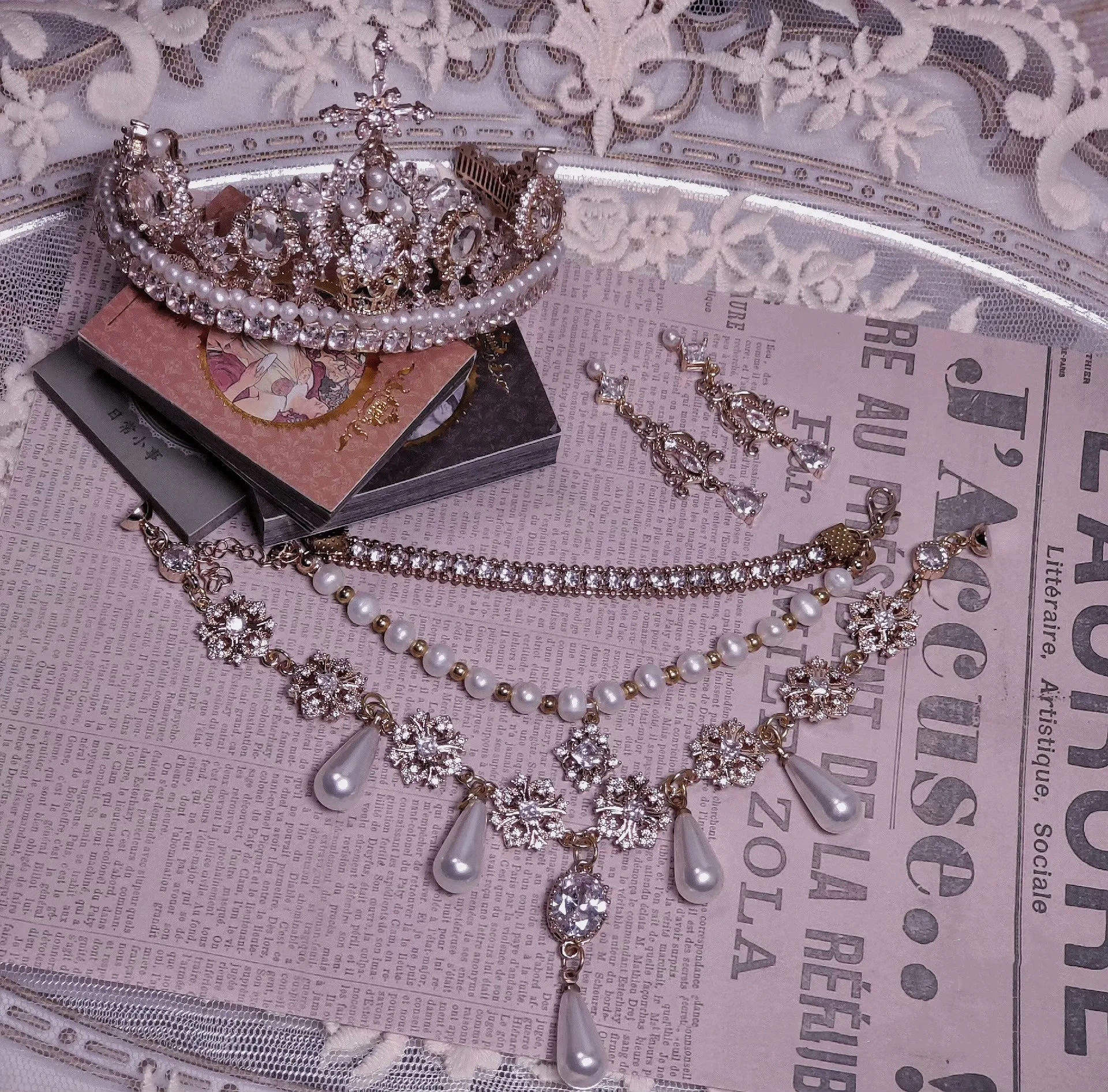 Doll crown accessoires zircon crown necklace earrings 1/3 1/4 BJD tiara free shipping