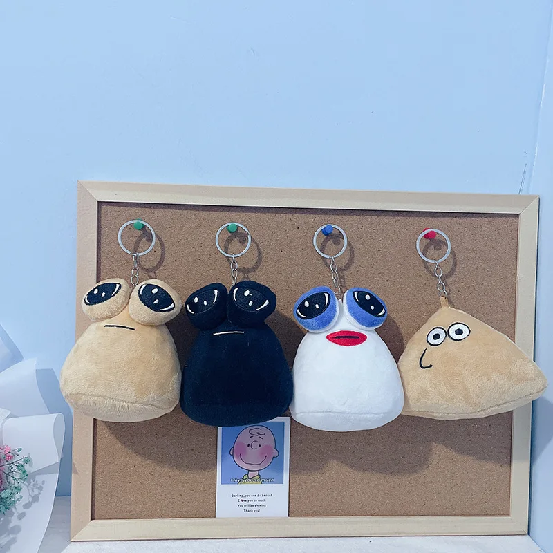 10cm New Pou Plush Pendant Game My Pet Alien Doll Pou Keychain Peripheral Toys Cute Pou Alien Soft Toys Keyring Bag Pendant Gift