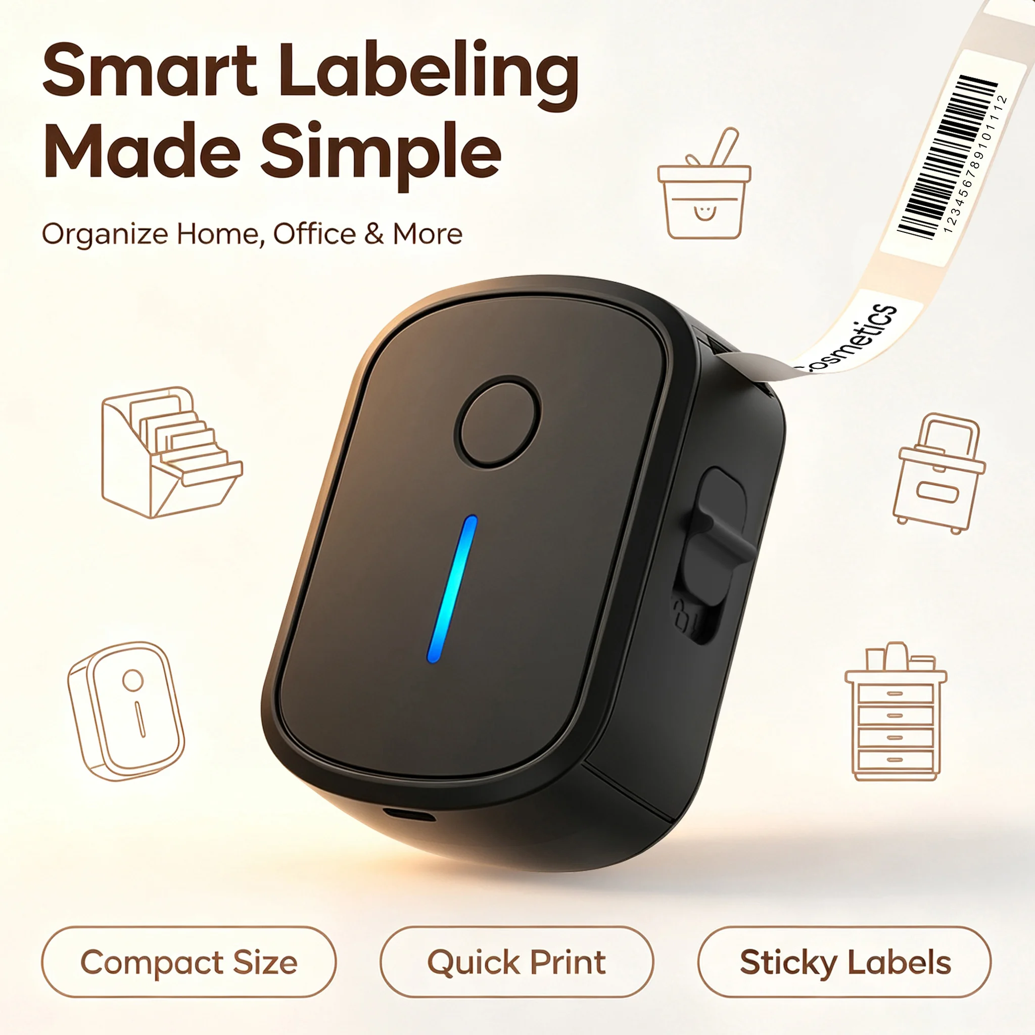 Portable Mini Label Printer Bluetooth Without Ink Self-adhesive Thermal Printer Mini Adhesive Printing Machine Tag Label Maker