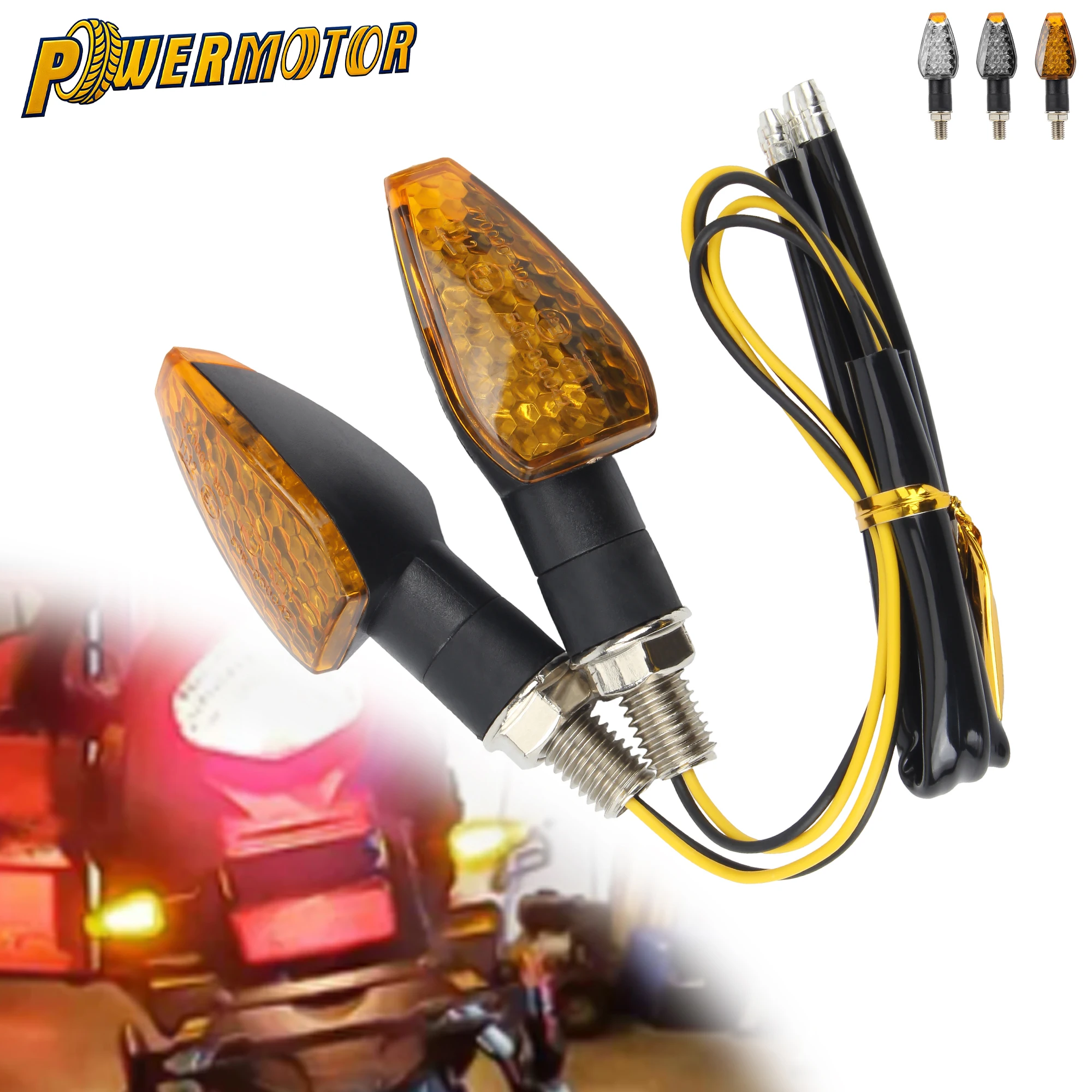 

1 Pair Motorcycle LED Turn Signal Amber Indicator Light 14 LEDs Blinker Fishscale Style Flashers Motorbike replace Accessories