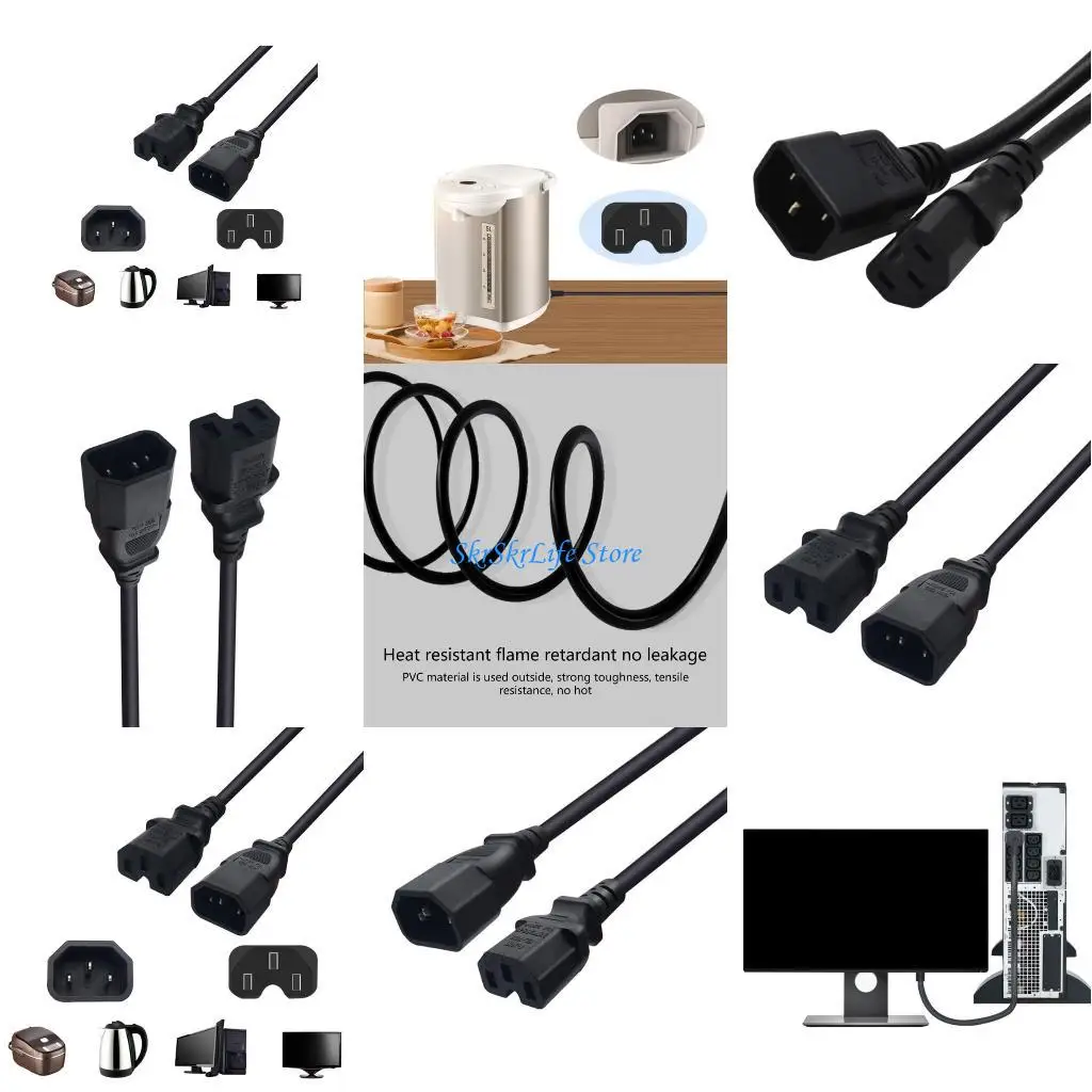 

E65E IEC 320 C14 to C15 Adapters Power Connectors 3pin C14 to C15 3 Hole Adapters