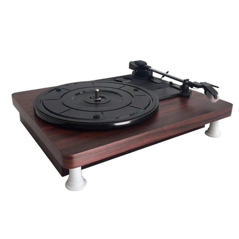 Wood Color Record Retro Player Portable Audio Gramophone Turntable Disc Vinyl Audio RCA R/L 3.5Mm Output-EU Plug