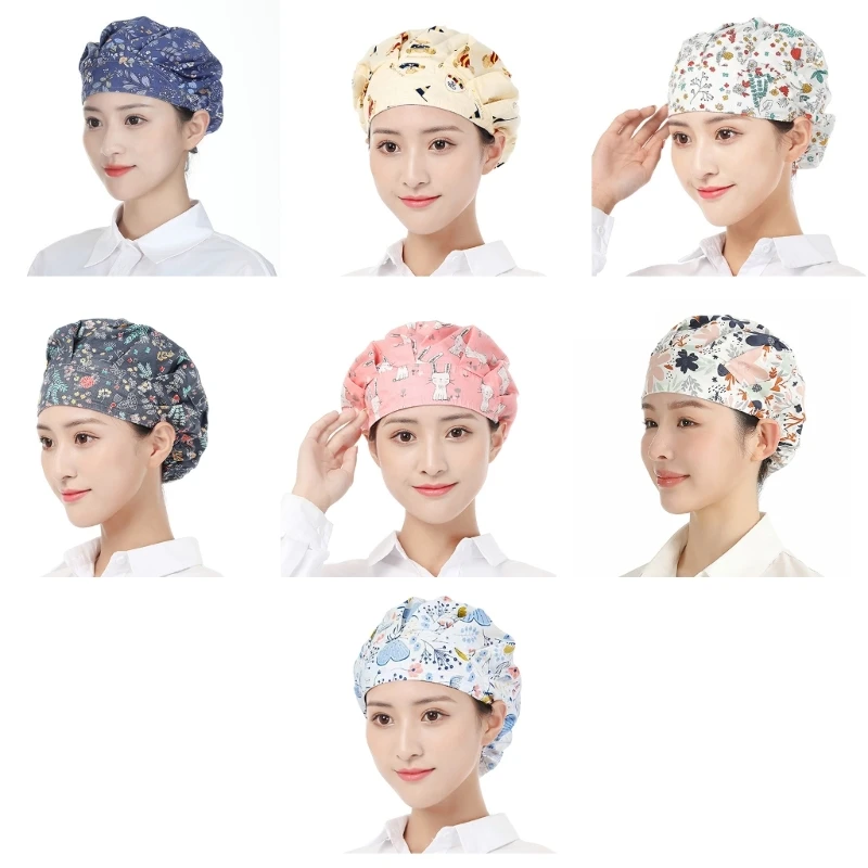 

Modern Cooking Bonnet Protect Hair from Grease and Dust, Suitable for Women Fashionable Cook Work Hat Floral Pattern