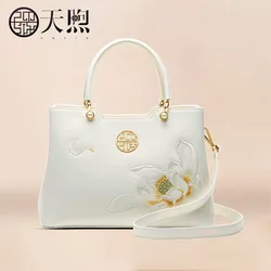 Bolsa de ombro portátil para mulheres, dias pmsix, bordado branco, cheongsam, mãe, nova atmosfera, quente